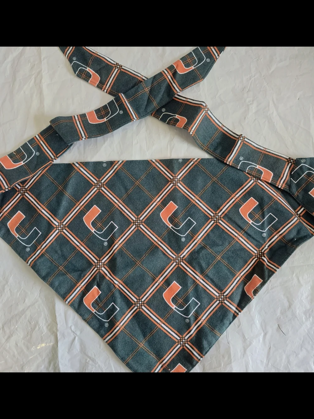 Green & Orange Patterned Bandana New Medium Up To 75 Lbs Handmade Cotton